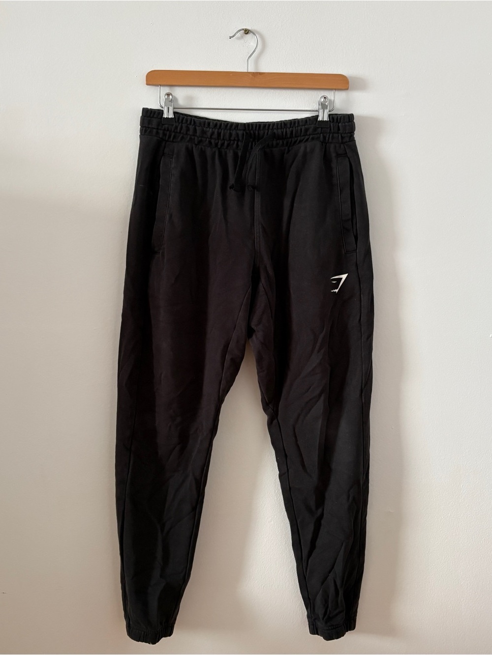 Gymshark Black Men’s Joggers with White Logo